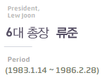 President, lew joon 6대 총장 류준 Period(1983.1.14~1986.2.28)